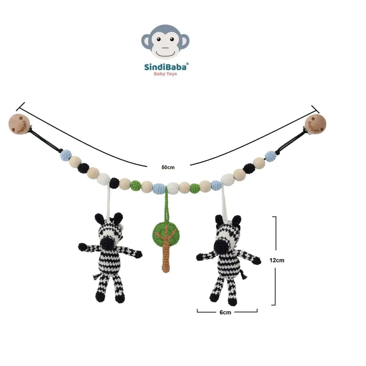 Kinderwagenkette Zebra Stripey (bio & handmade)