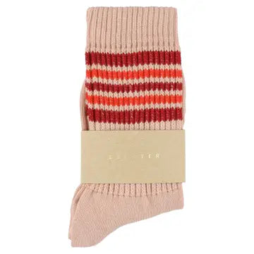 Damen 5 Streifen Socken - Pink / Rot / Orange