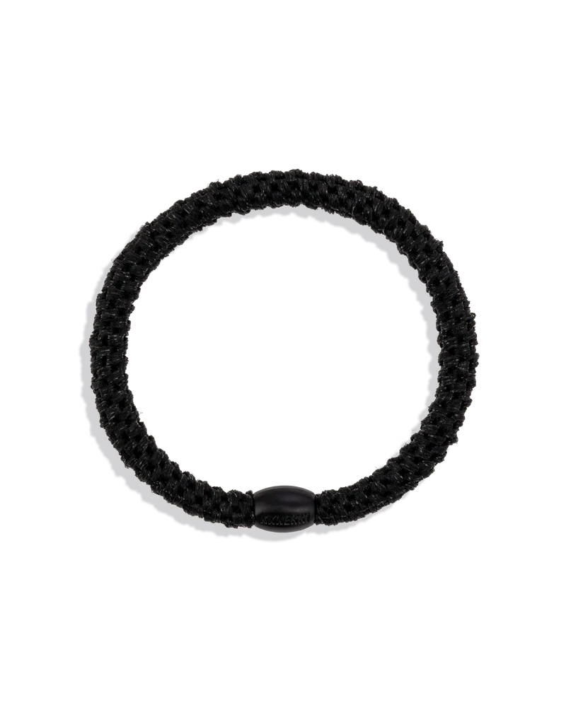 Haargummi KKNEKKI SLIM Black Glitter – feines, leichtes Haargummi mit sicherem Halt. Auch als Armband im Trend