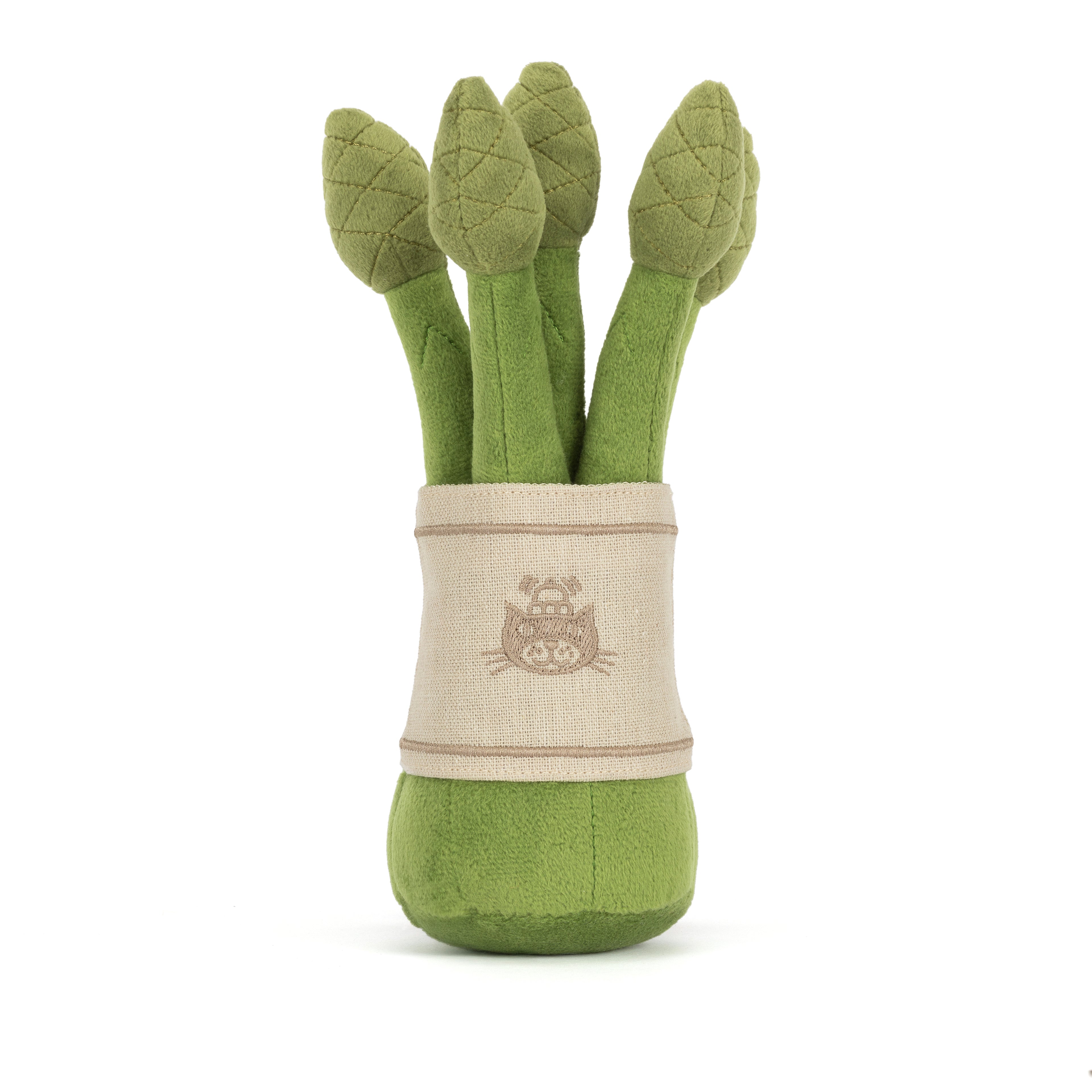 Jellycat Amuseables Asparagus, Plüschtier Spargelbund in Grün mit fröhlichem Lachgesicht