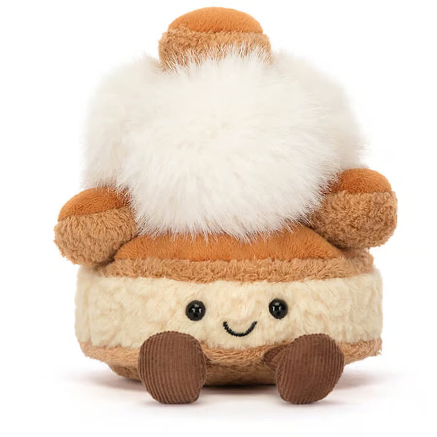 Jellycat Amuseables „Mirielle St. Honoré“ Plüsch-Gebäck mit Vanillecreme, Sahne, fröhliches Gesicht, Füßchen