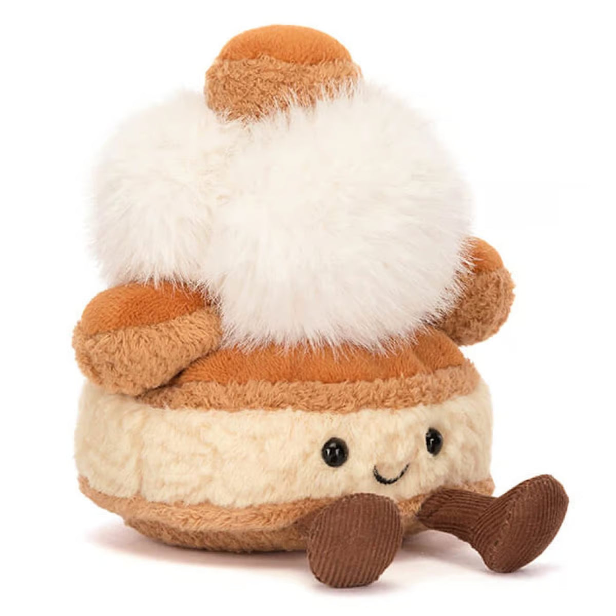 Jellycat Amuseables „Mirielle St. Honoré“ Plüsch-Gebäck mit Vanillecreme, Sahne, fröhliches Gesicht, Füßchen