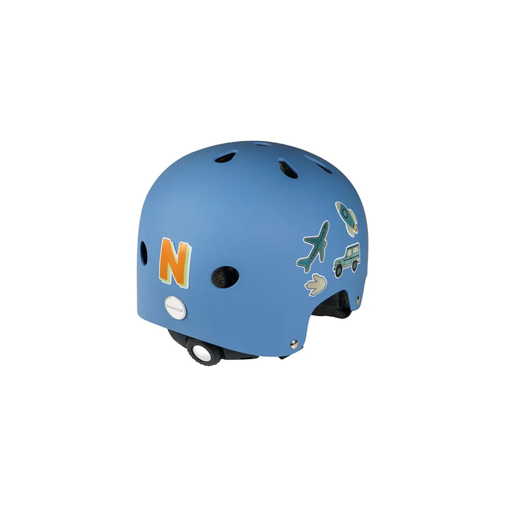 Kinderhelm mit BANWOOD reflektierenden Stickern in Dinosaurier-, Space- und Adventure-Motiven