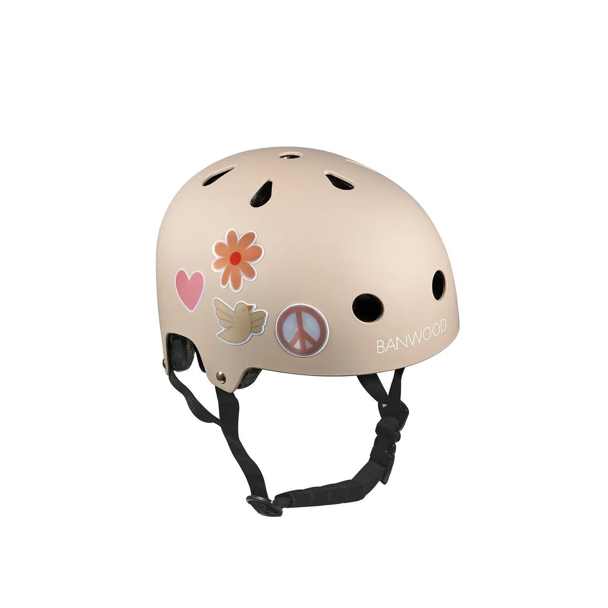 Kinderhelm mit reflektierenden Stickern von BANWOOD wie Herz, Blume und Taube