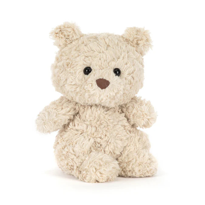 Jellycat Bartholomew Bear Junior Kuschelteddybär mit hellem Babyflaum, funkelnden Augen und weichem Fell