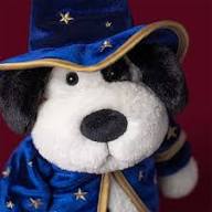 Detailansicht vom Gesicht des Jellycat Rufferty Puppy Wizard Plüschhundes