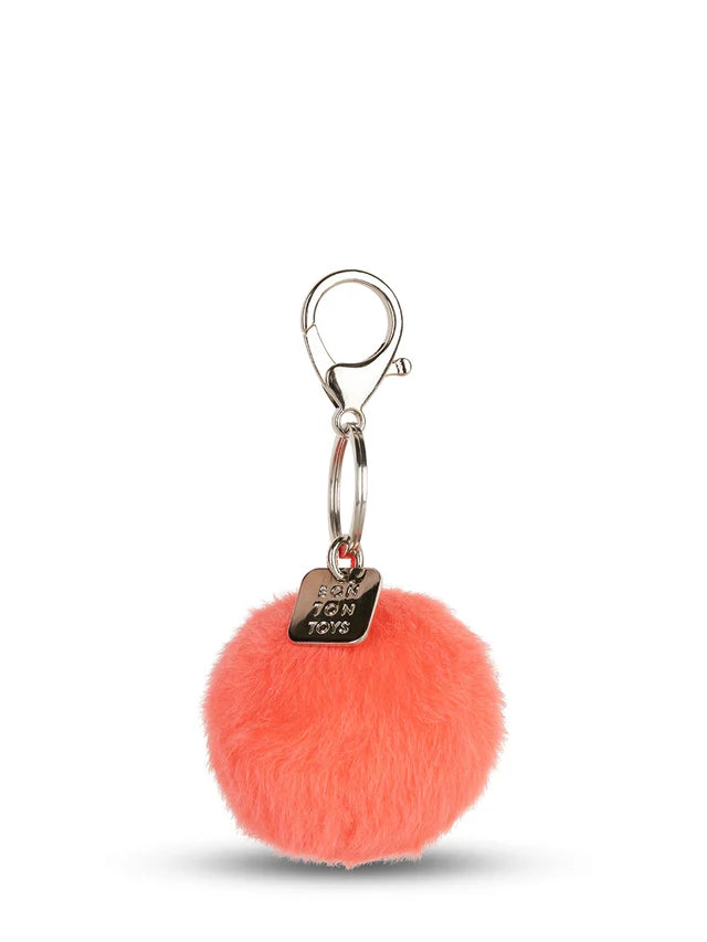Smiley Schlüsselanhänger ECO Fuzzy in Coral, 5,5 cm, flauschiger Glücksbringer für Taschen, Schlüssel oder Rucksäcke