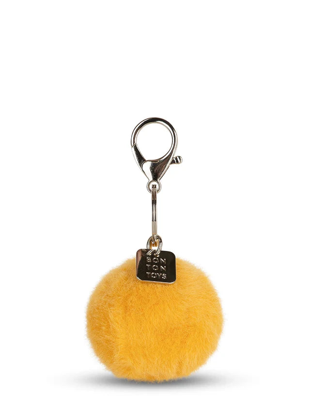 Smiley Schlüsselanhänger ECO Fuzzy in Gelb, 5,5 cm, flauschiger Glücksbringer für Taschen, Schlüssel oder Rucksäcke