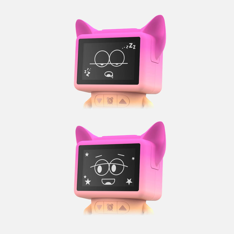 Die Dancing Clock von Mobility On Board hat viele Features. Neben einer Weckfunktion sowie Snoozefunktion ist sie ein Bluetooth Lautsprecher und spielt White Noise Töne ab. Sie tanzt zu den abgespielten Sounds und zeigt Emotionen auf dem LCD Monitor an.