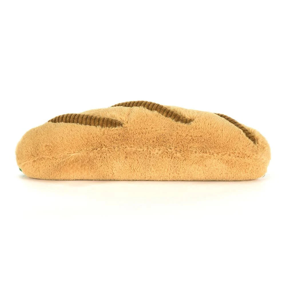 Jellycat Amuseables „Caprese Baguette“ lächelndes Plüsch-Baguette mit Füßchen, belegt mit Tomaten, Mozzarella, Basilikum