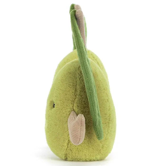 Jellycat Amuseables „Pair of Olives“, grüne Plüsch-Oliven mit Olivenblättern die Händchen halten und lächeln