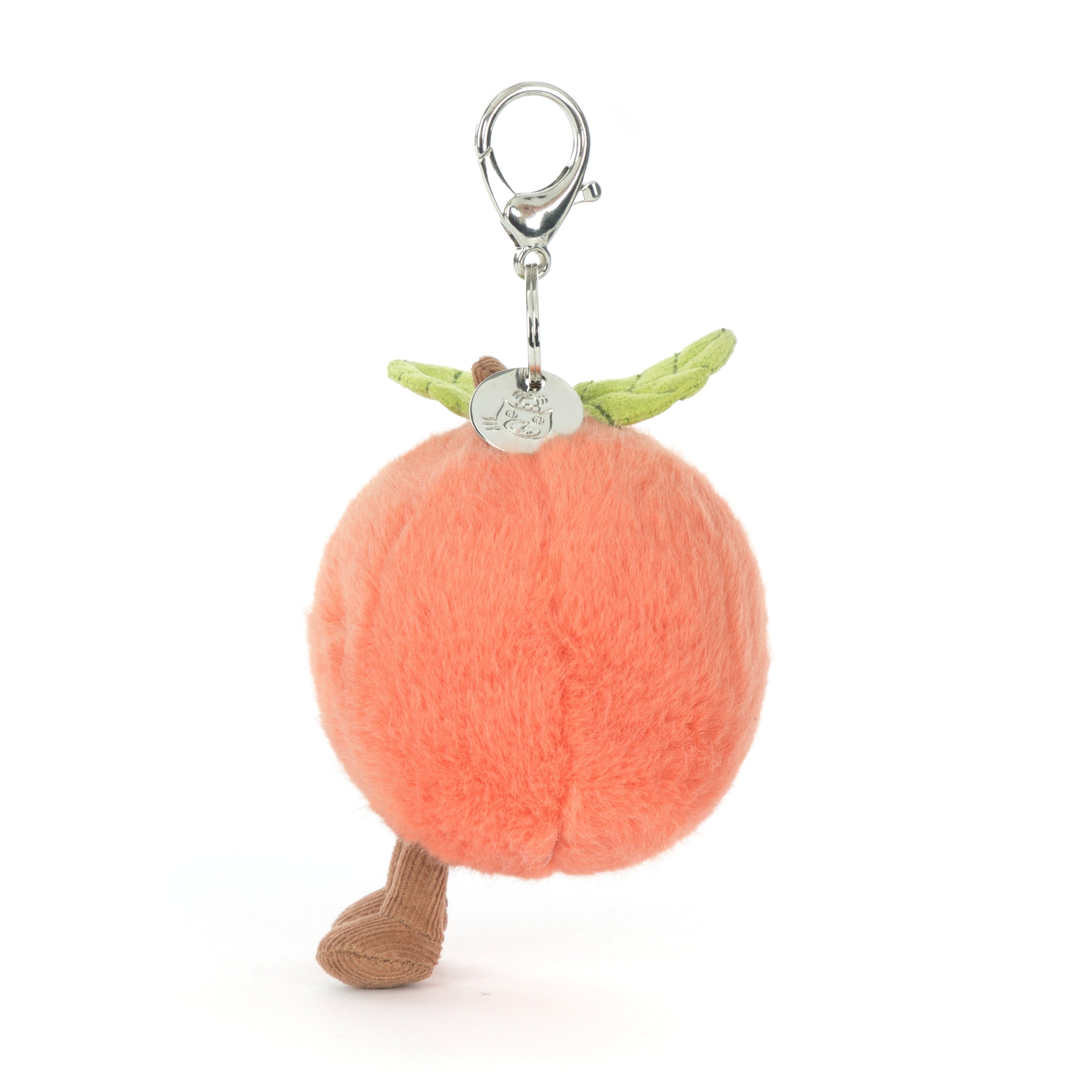 Jellycat Amuseables Peach Bag Charm, fröhlich lächelnd, kuschelig, an Schlüssel oder Tasche