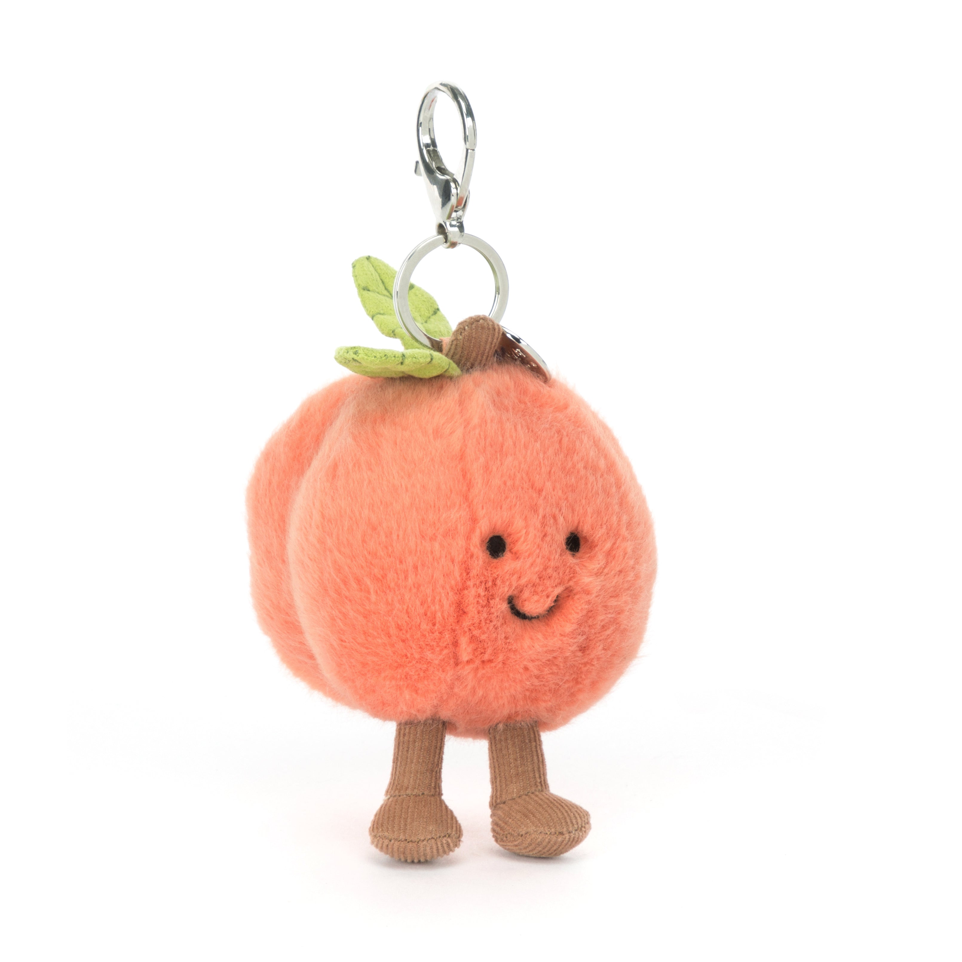 Jellycat Amuseables Peach Bag Charm, fröhlich lächelnd, kuschelig, an Schlüssel oder Tasche