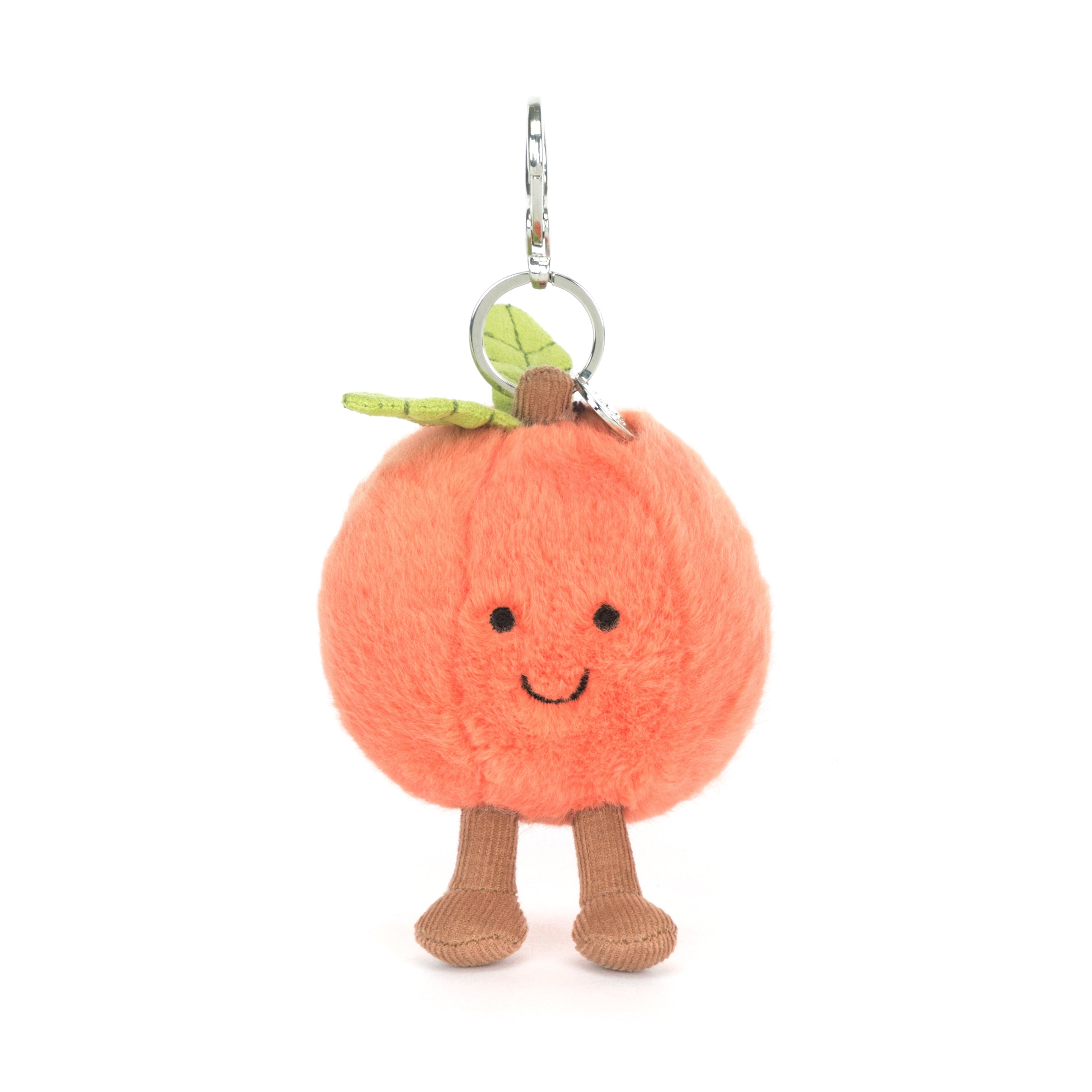 Jellycat Amuseables Peach Bag Charm, fröhlich lächelnd, kuschelig, an Schlüssel oder Tasche