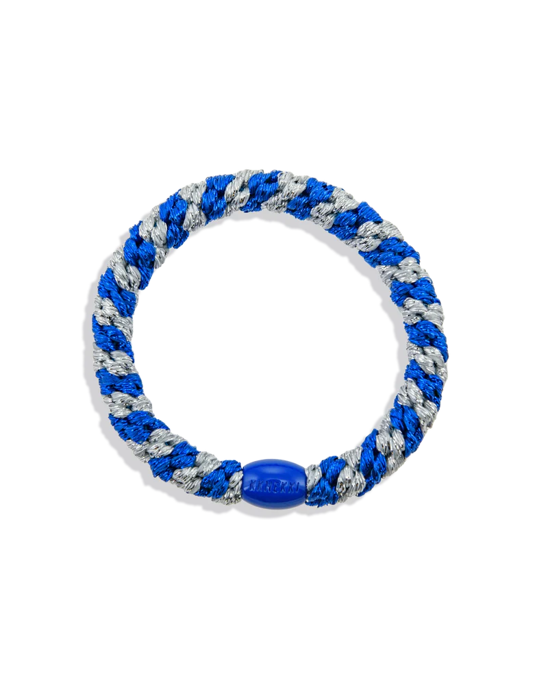 KKNEKKI Haargummi Electric Blue Glitter Silver Glitter Stripe – stylisches Haarband & glitzerndes Armband bei Nica’s Cosmos