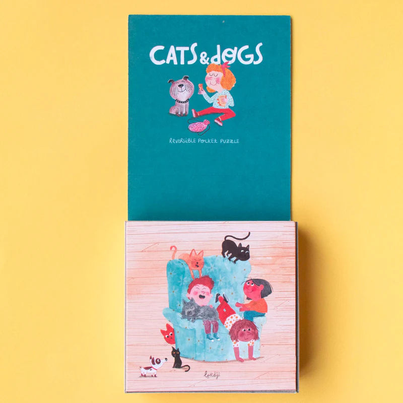 Pocket-Puzzle „Cats and Dogs“ ab 3 J., 24 Teile, Wendepuzzle für kleine Tierfreunde