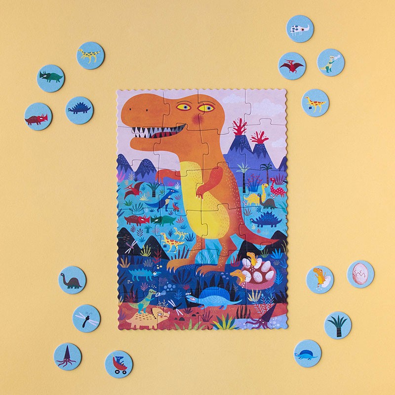 Pocket-Puzzle „My Little Dino“ von londji, 24 Teile + Suchspielkarten, ab 3 Jahren