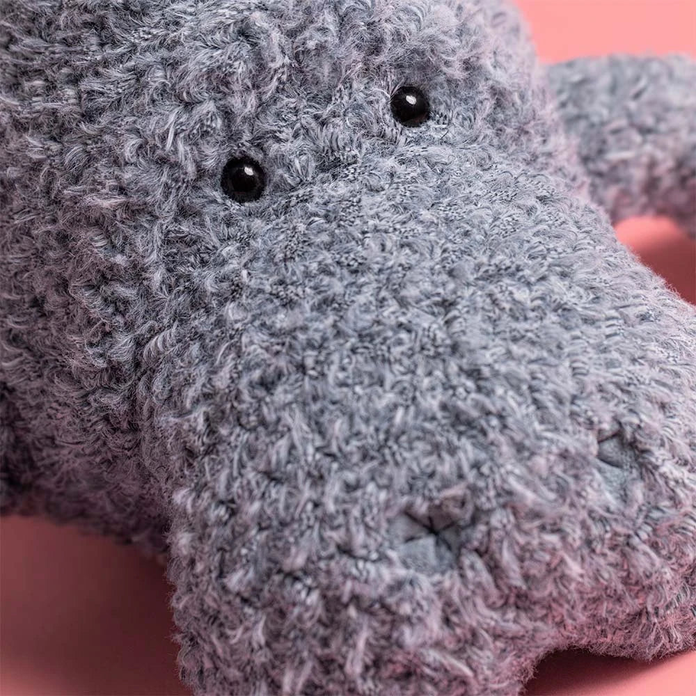 Jellycat Maffles Manatee Kuschel-Seekuh in Grau mit rundem Körper und verträumtem Gesicht
