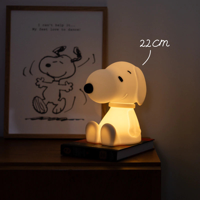 Snoopy First Light Lampe von Mr Maria, weißes Silikon, dimmbares Nachtlicht, kabellos, gemütliche Lampe für Kinderzimmer und Zuhause