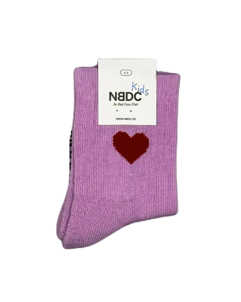 Babysocken Pink mit rotem Herz aus Bio-Baumwolle für Neugeborene Geschenk zur Geburt & Valentinstag