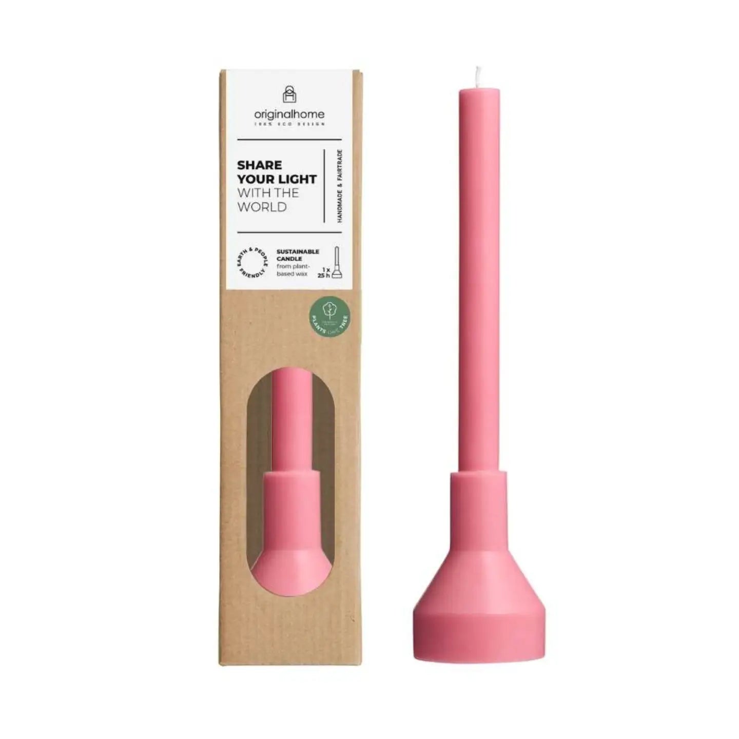 Originalhome, skulpturale Kerze & Halter aus natürlichem Planzenwachs, Brenndauer bis zu 25 Stunden, 29,5 cm