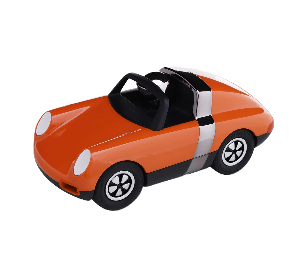 Playforever Luft Biba Spielzeugauto in Orange, robustes Retro-Design mit weich rollenden Rädern bei Nica&