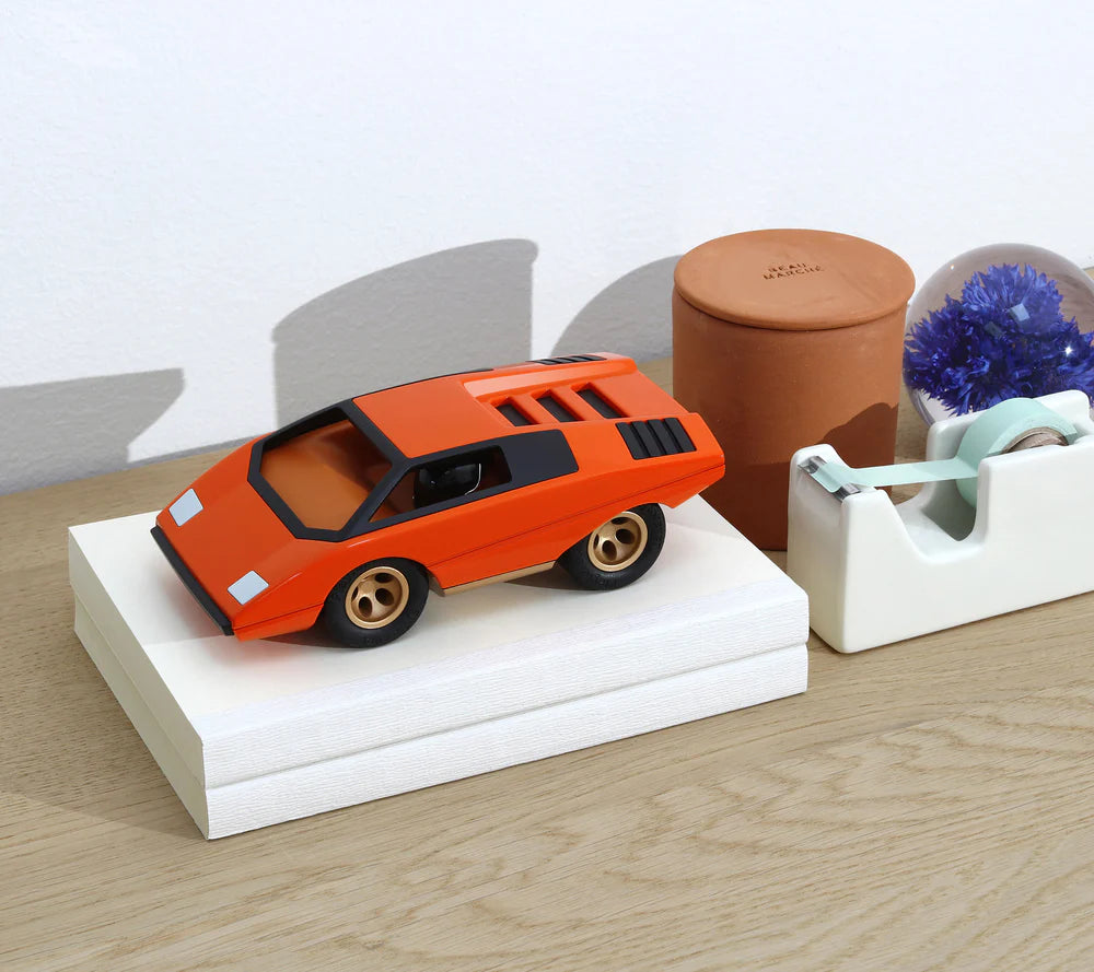 Playforever UFO Bruto Spielzeugauto in Orange – robuster Retro-Rennwagen für Kinder ab 3 Jahren