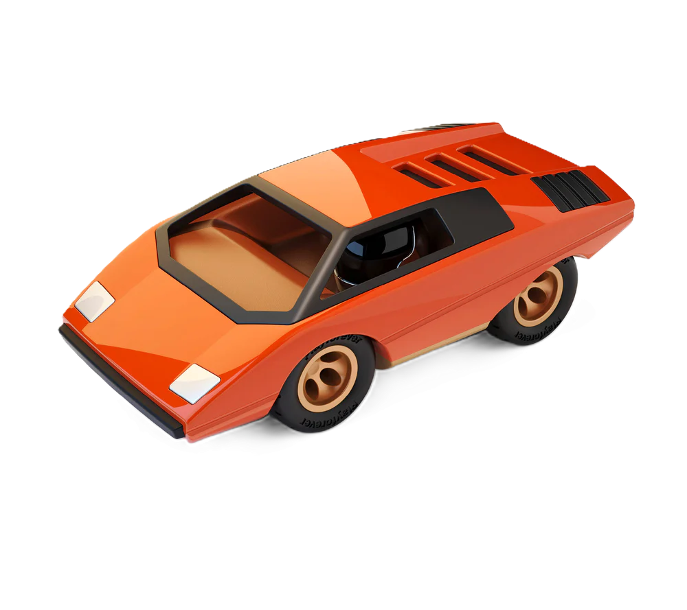 Playforever UFO Bruto Spielzeugauto in Orange – robuster Retro-Rennwagen für Kinder ab 3 Jahren