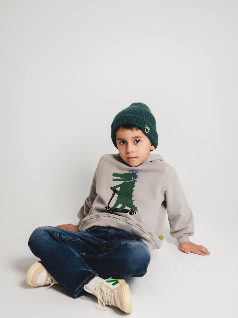 SATURNDAY Hoodie "Krokodil" in Grau