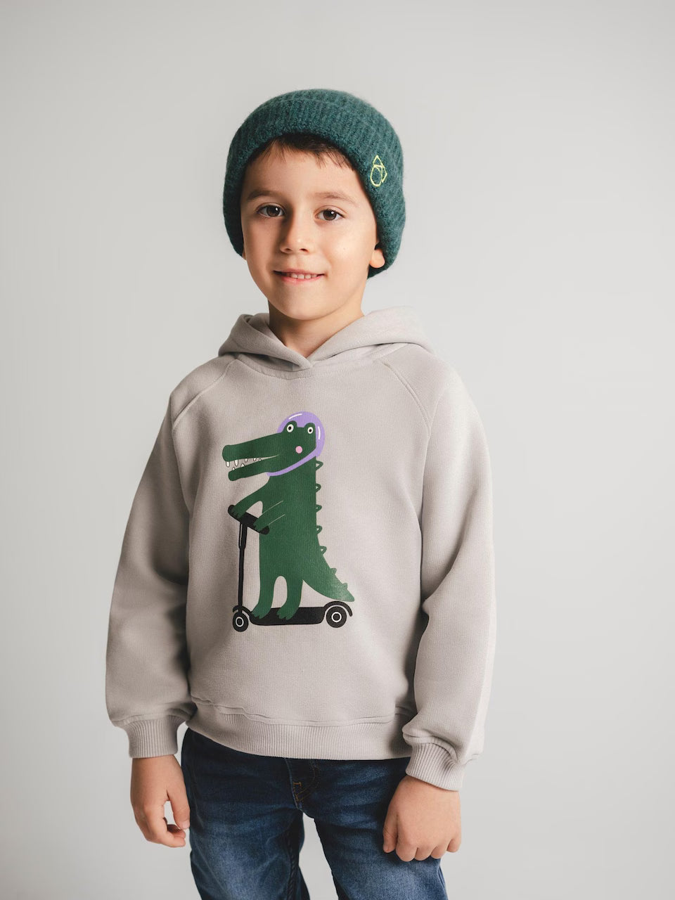 SATURNDAY Hoodie "Krokodil" in Grau