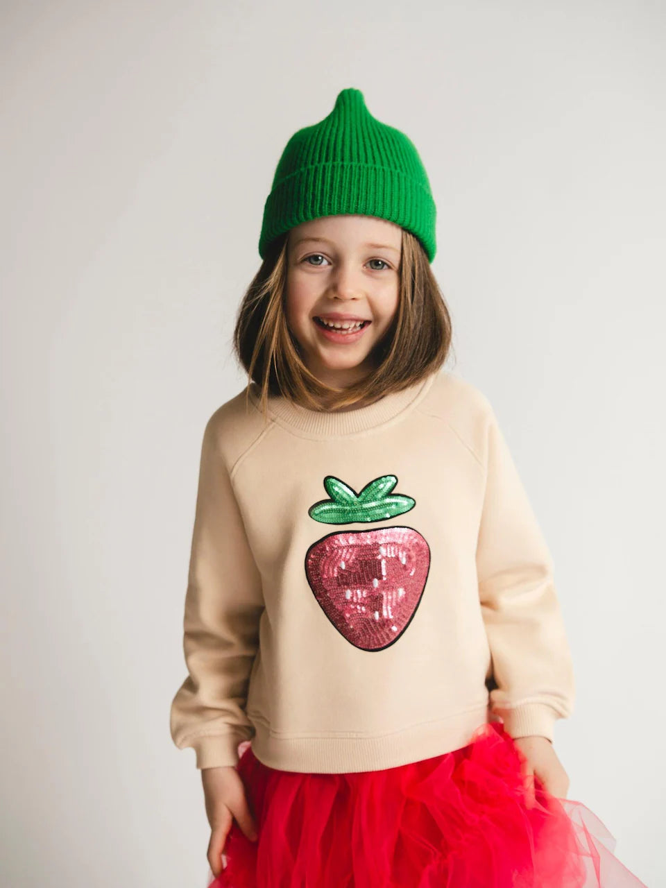 SATURNDAY Kleid "Erdbeere" aus Baumwolle mit pinkem Tüllrock und Erdbeer-Print am Oberteil