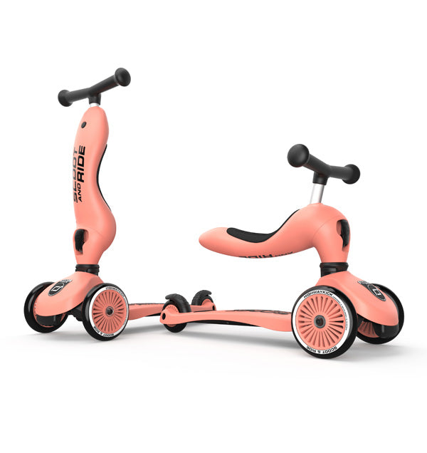 Scoot and Ride Highwaykick 1, Apricot, Kinderroller und Laufrad mit verstellbarem Sitz & Lenker