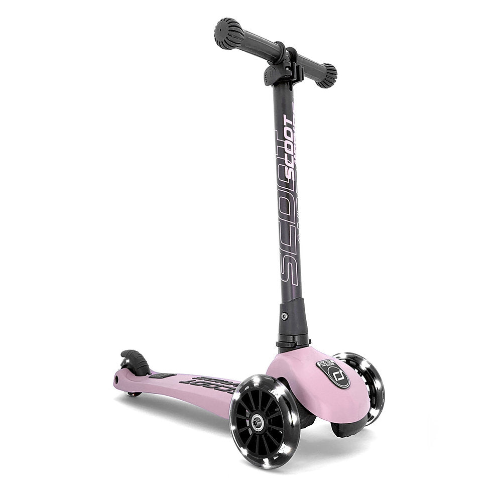 Scoot and Ride Highwaykick 3 LED Rose – sicherer Kinder-Scooter mit LED-Rädern und verstellbarer Lenkstange ab 3 Jahren