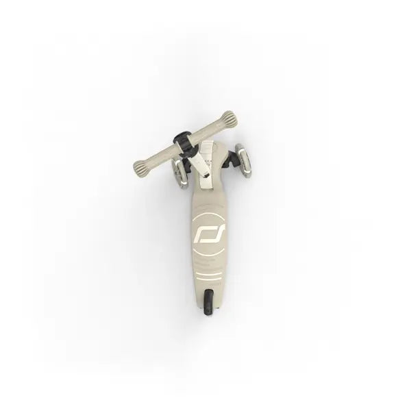 Scoot and Ride Highwaykick 3S Kinderroller Ash mit weiß leuchtenden LED-Rädern, höhenverstellbarer Lenkstange und klappbarem Rahmen