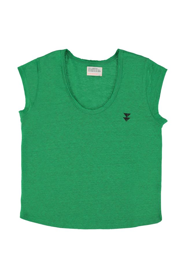 Sisters Department Short Sleeve T-Shirt, aus 100% Leinen und in Grün