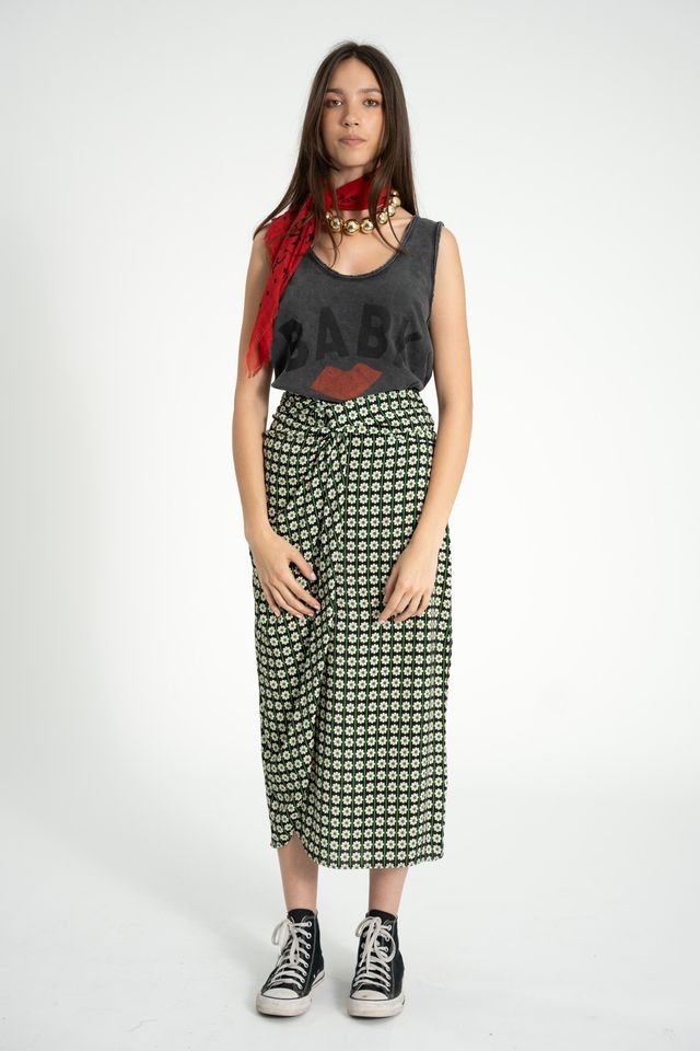 Sisters Department Sleeveless Top mit V-Ausschnitt und Print Baby & Rote Lippen