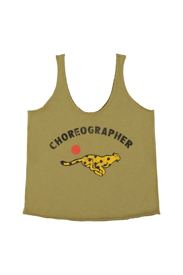 Sisters Department Top mit Print "Leopard & Choreographer", Olivgrün aus der Sommerkollektion 2026