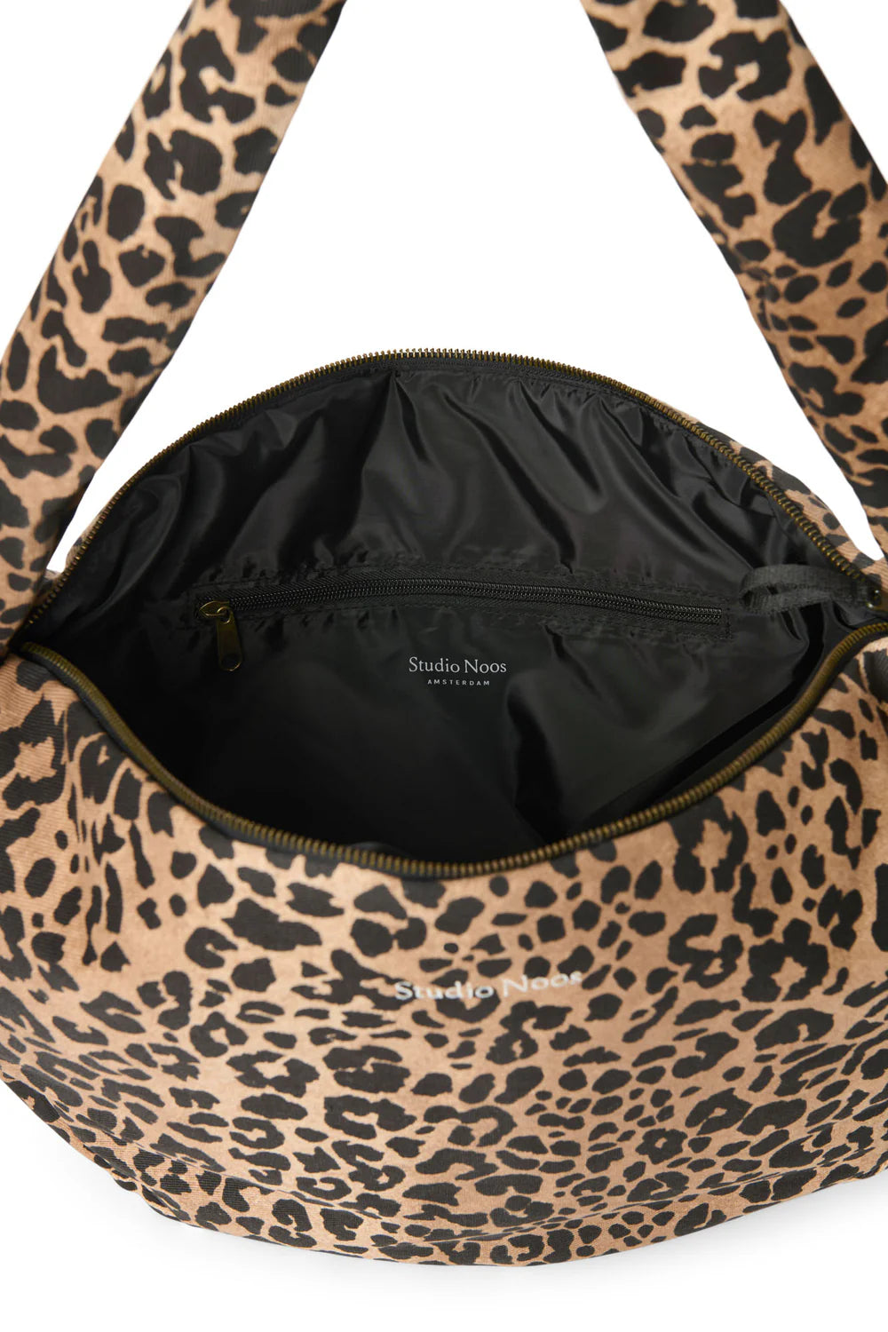Brown Leopard Cotton Cross Body Umhängetasche aus Baumwolle mit Leo-Muster