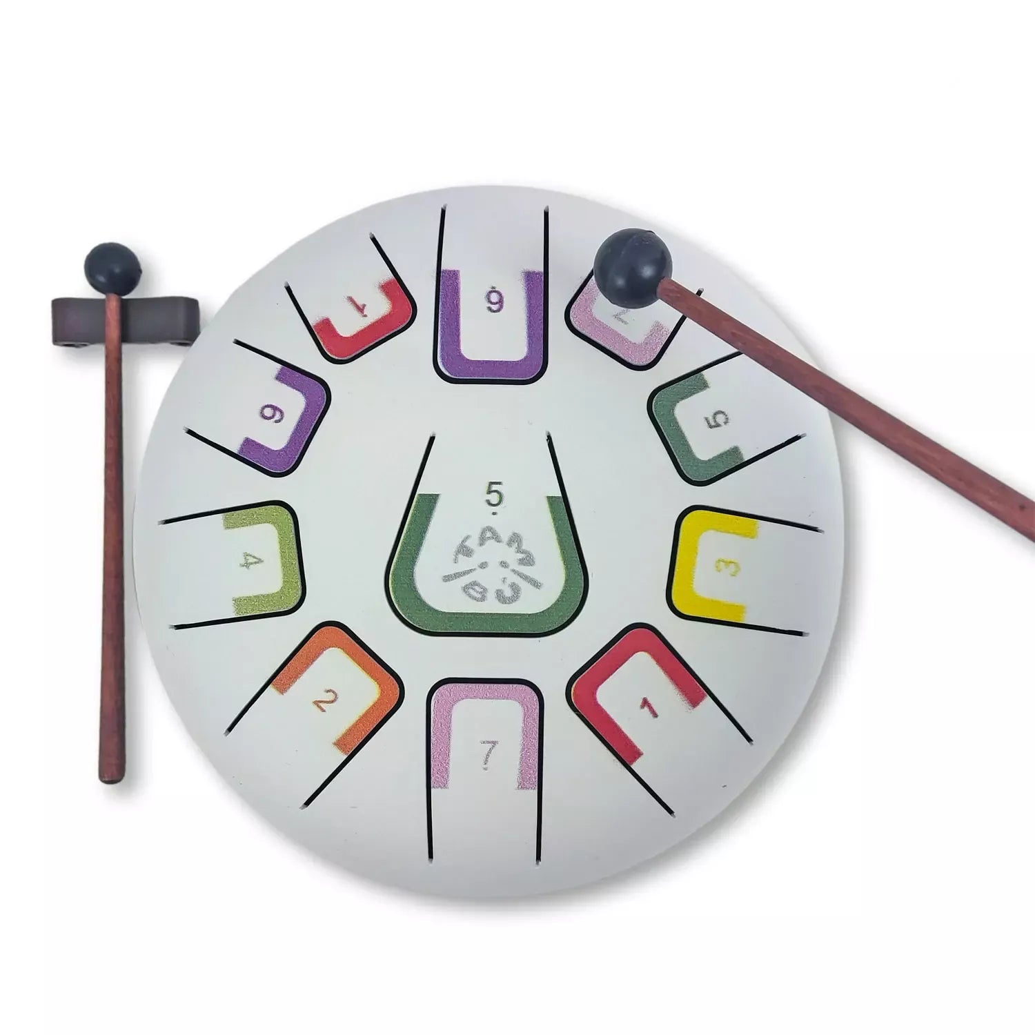 Die Zungentrommel von juegaconmigo mit Aufbewahrungstasche, Trommelstöcken, Trommelstockhalter, Fingerpicks und Notenbuch zum Aufstellen.