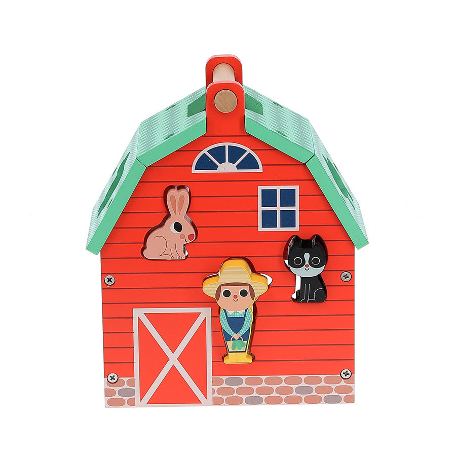 Vilac My Nice Farm Formen-Steckspiel aus Holz mit Holzfiguren