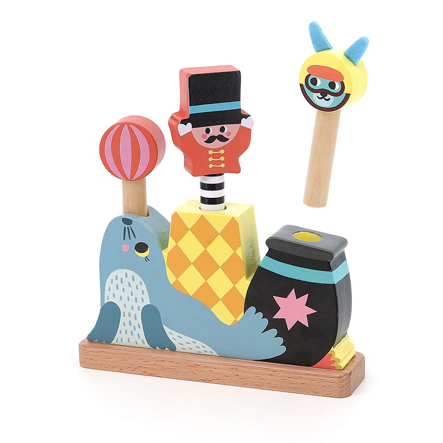 Vilac Pop-up Circus aus Holz mit hochhüpfender Zirkusfigur