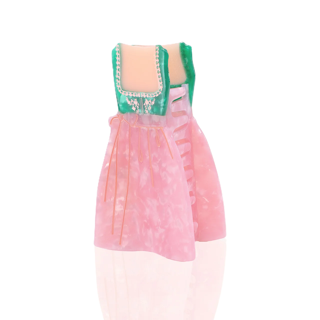 byVivi Haarklammer Dirndl, grün-pinke Haarspange in Dirndlform mit liebevollen Details