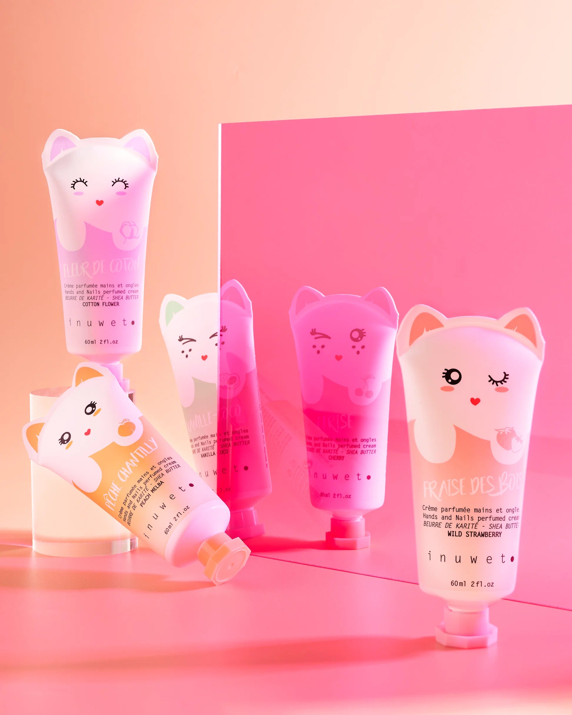 inuwet Handcreme Tuben in verschiedenen Duftrichtungen mit süßem Katzen-Design