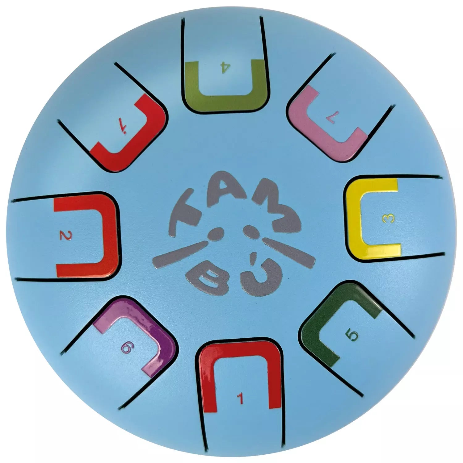 Das Baby Tambu von juegaconmigo mit Aufbewahrungstasche, Trommelstöcken, Trommelstockhalter und Notenbuch zum Aufstellen.