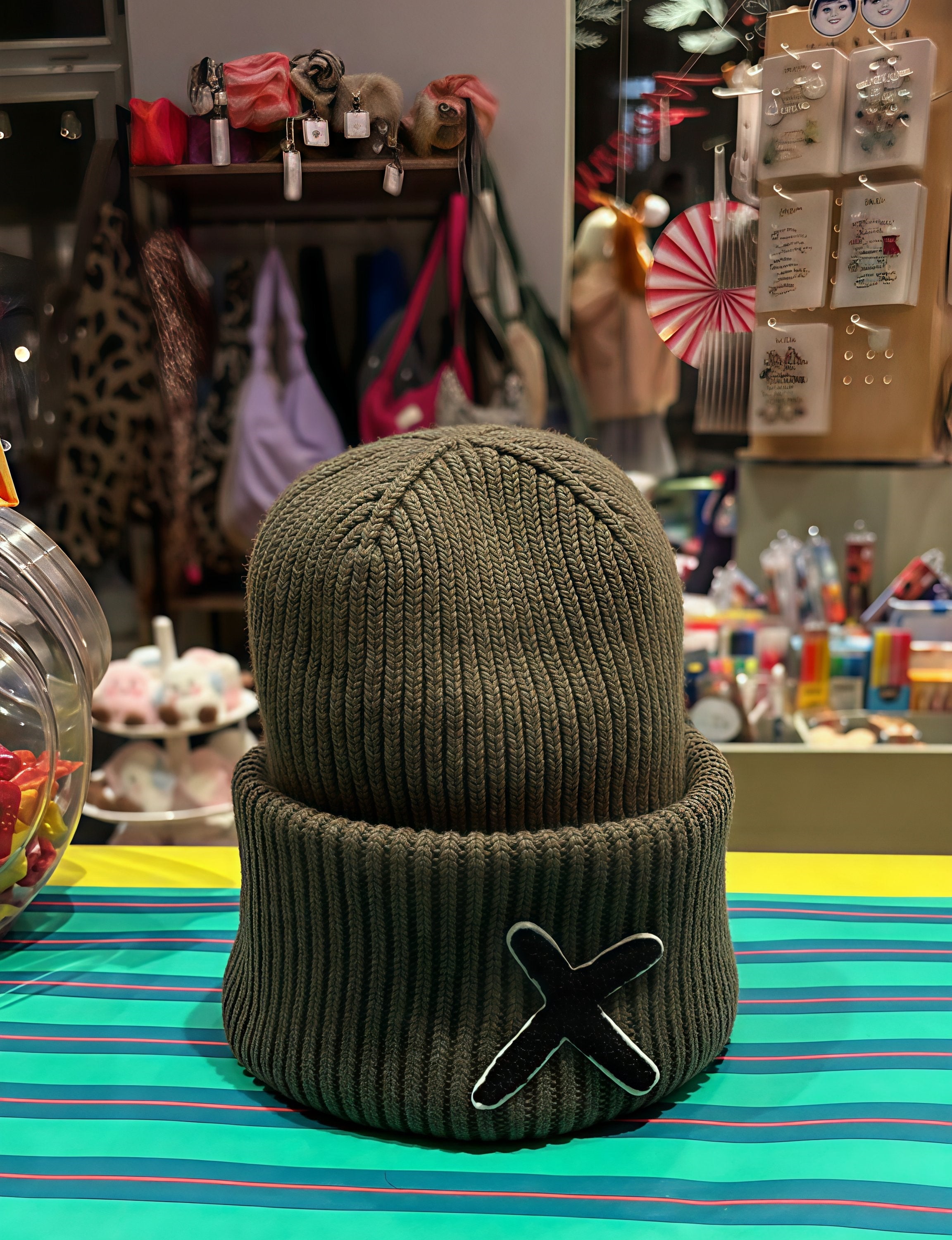 UNIO Hamburg LUMI X Matched Mütze – weiche Wintermütze, Merinowolle-Mix, Unisex, One Size, X-Detail in passender Farbe