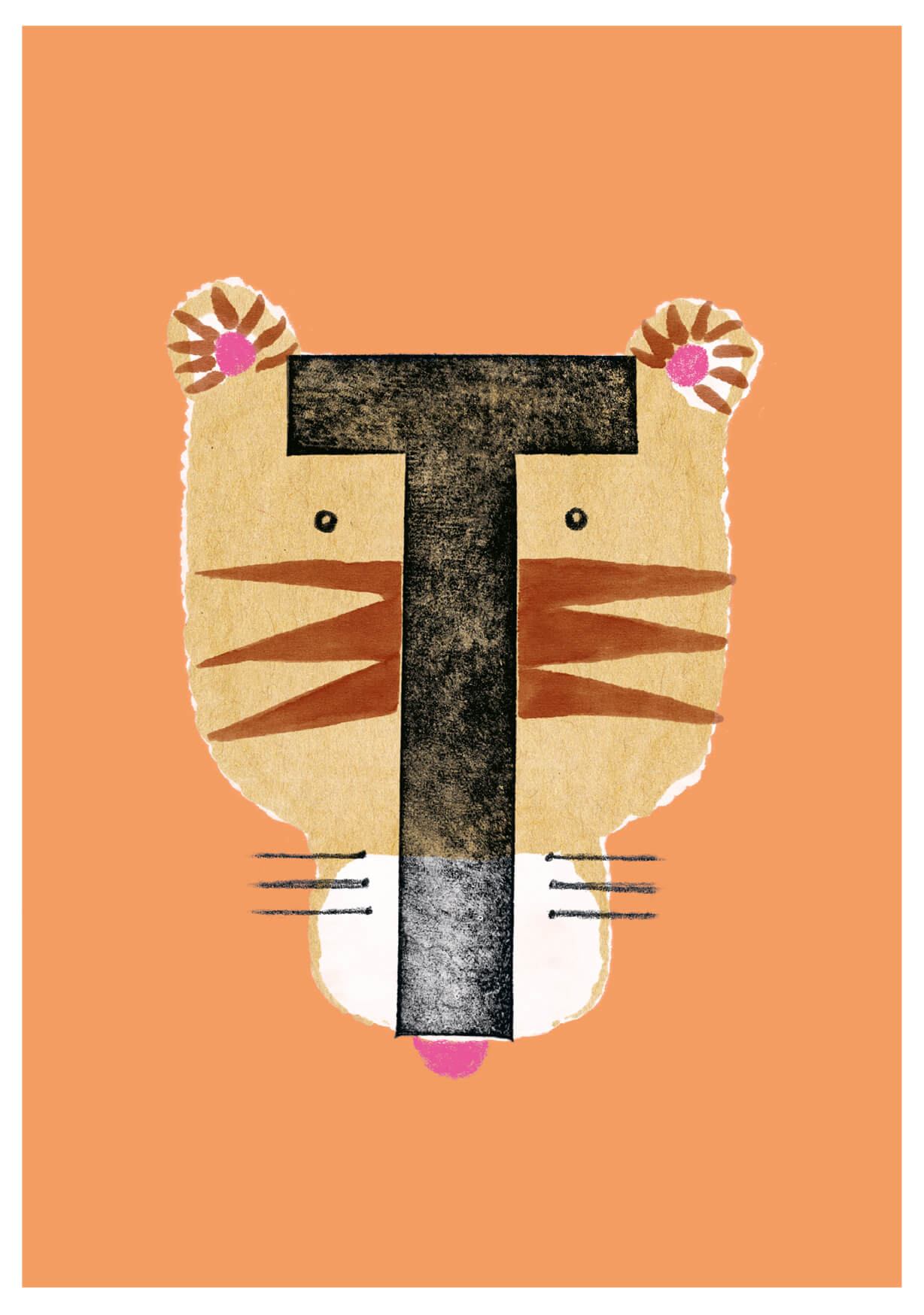 Buchstabenkarte `T` wie Tiger