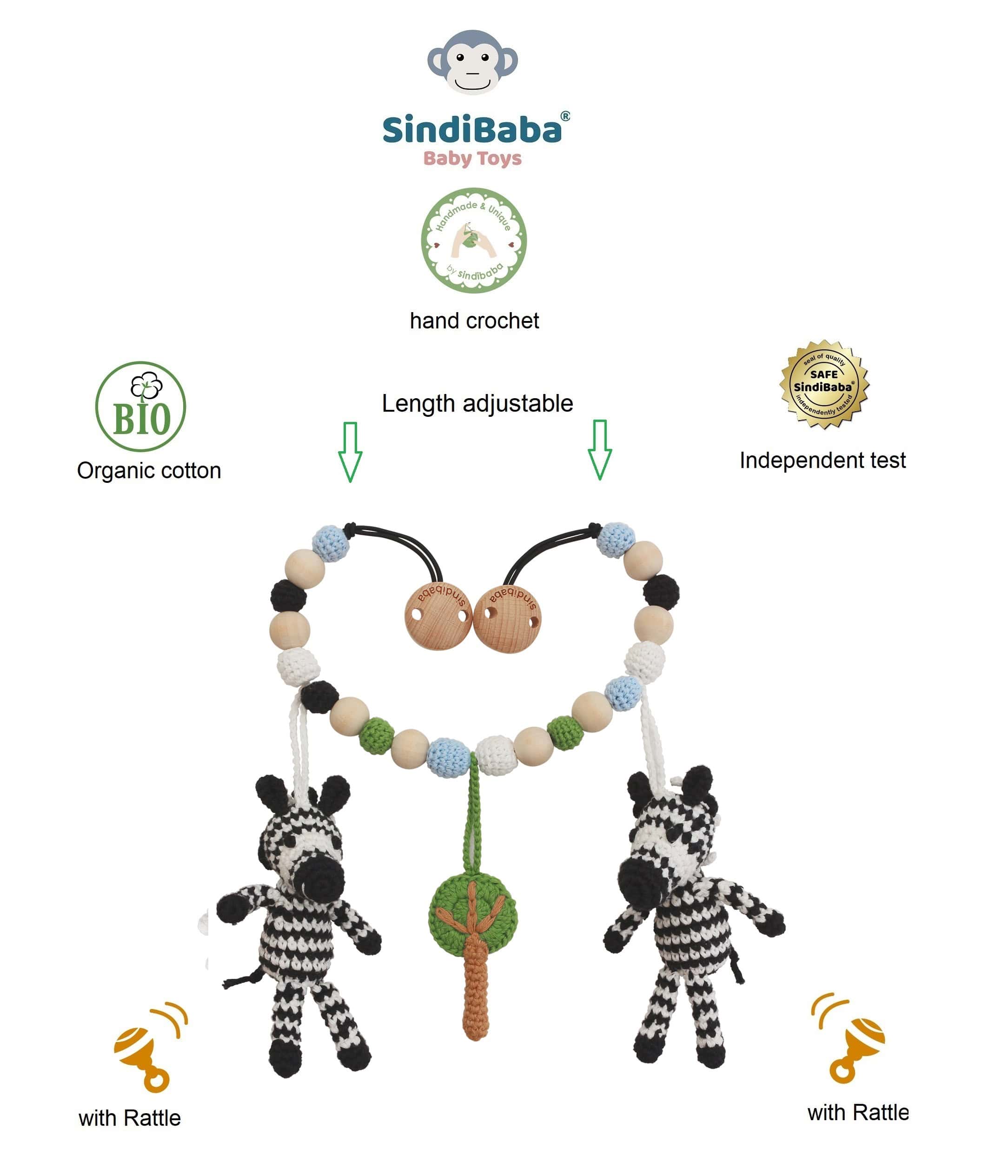 Kinderwagenkette Zebra Stripey (bio &amp; handmade)