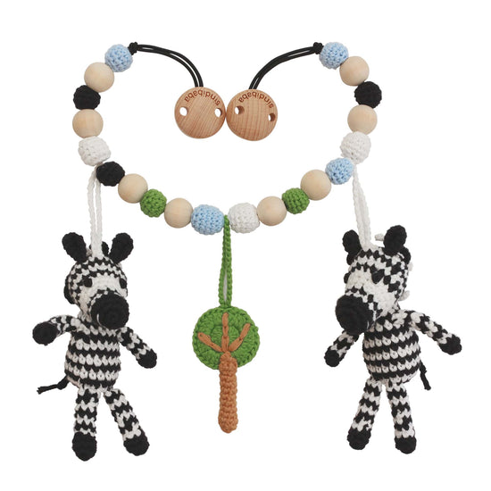 Kinderwagenkette Zebra Stripey (bio & handmade)