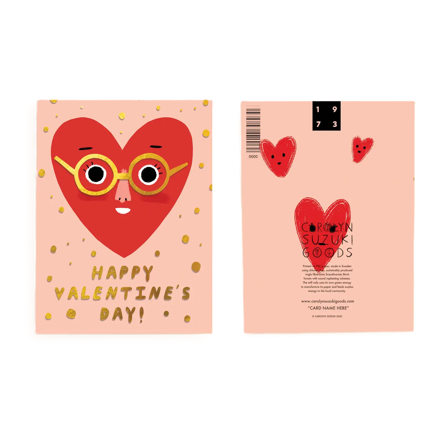 Valentinstagskarte HEART FACE mit Herzmotiv und Folienveredelung A2 Grußkarte Liebe Geschenk