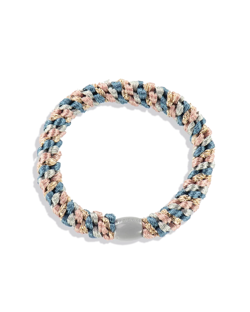 KKNEKKI Haargummi in der Farbe Mix Dusty Blue Dusty Rose – hellgelbes, geflochtenes Haargummi &amp; trendiges Armband